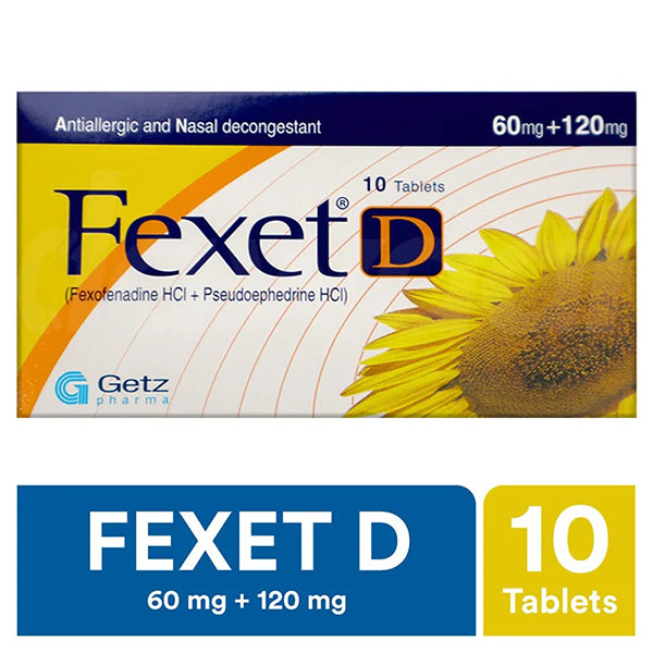 Fexet-D Tablets 60mg+120mg (1 Box = 1 Strip)(1 Strip = 10 Tablets)