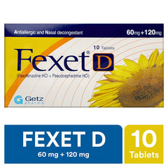 Fexet-D Tablets 60mg+120mg (1 Box = 1 Strip)(1 Strip = 10 Tablets)