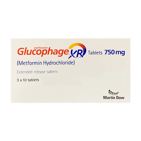 Glucophage Xr Tablets 750mg (1 Box = 3 Strips) (1 Strip = 10 Tablets)