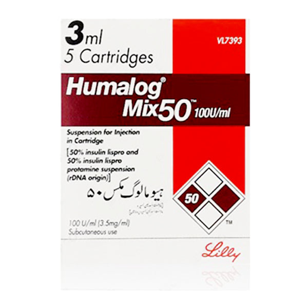 Humalog Mix 50 Injection 100U/ml Cartridges (1 Box = 1 Cartridge)