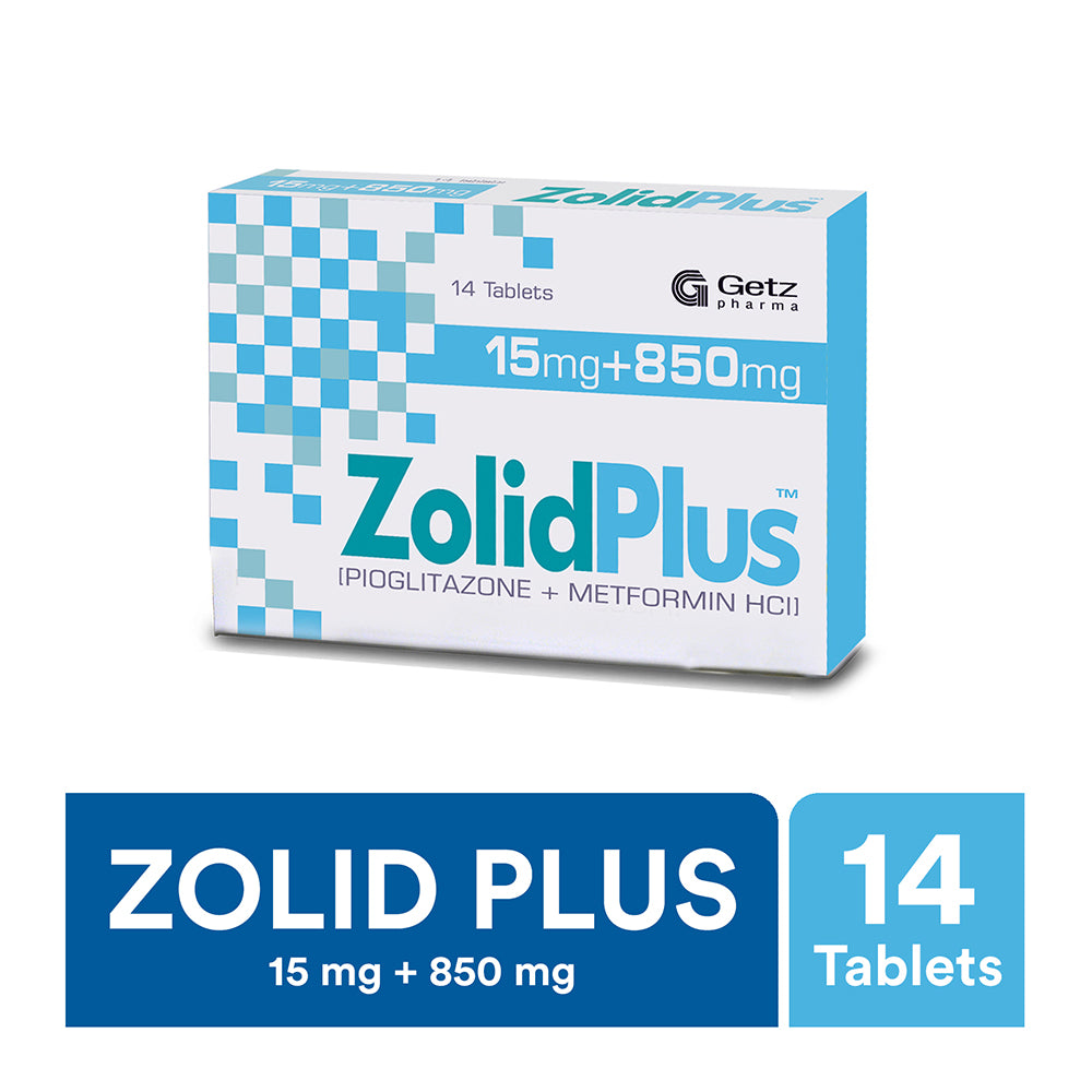 Getz Pharma Zolid Plus Tablet, 15mg + 850mg, 14-Pack product image - Mamasjan