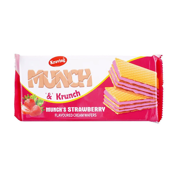 Kraving Munch & Krunch Munchs Strawberry Flavoured Cream Wafers 75g