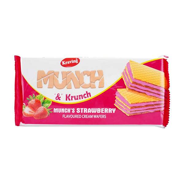 Kraving Munch & Krunch Munchs Strawberry Flavoured Cream Wafers 150g