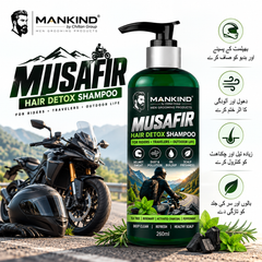 MANKIND MUSAFIR Hair Detox Shampoo 260ml for helmet hair care, dust, sweat and outdoor buildup