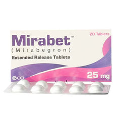 Mirabet Tablets 25mg (1 Box = 2 Strips) (1 Strip = 10 Tablets)