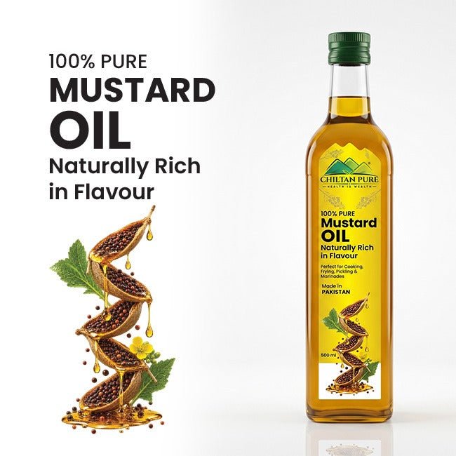 Mustard Oil 500ml Premium Glass Bootle Packing 100% Pure Oil - Mamasjan
