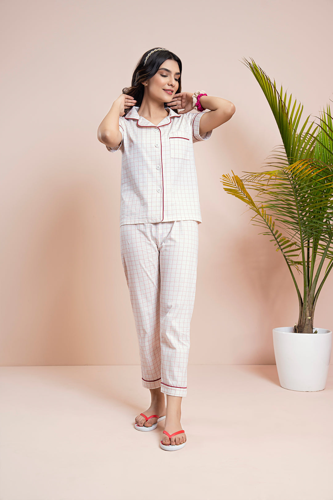 BELLEZA KNIT PAJAMA SUIT PJS011 RED / S - MamasJan Lingerie