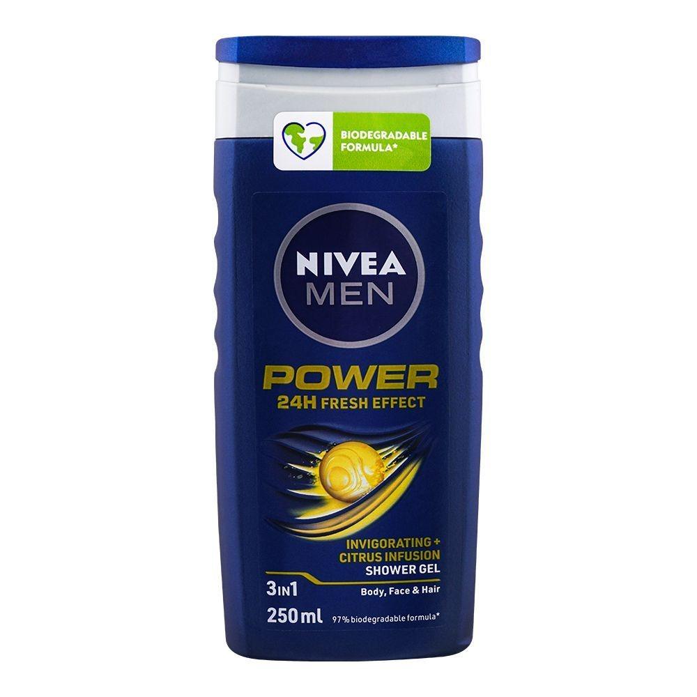 Nivea Shower Gel Power 24H Fresh Effect 3 In 1 For Men 250Ml
