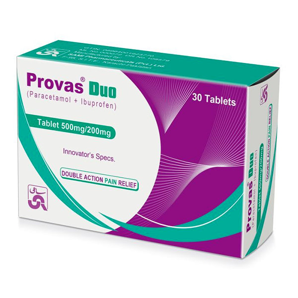 Provas Duo Tablets 500mg/200mg (1 Box = 3 Strips) (1 Strip = 10 Tablets)