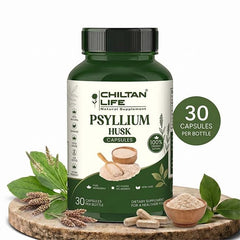 Psyllium Capsule 100% Natural Psyllium Tablets 30 Per Bottle 500mg - ChiltanPure