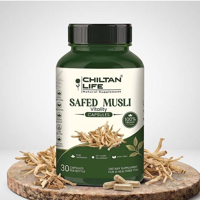 Safaid Musli Capsule 100% Natural Safed Musli Tablets 30 Per Bottle 500mg - Mamasjan
