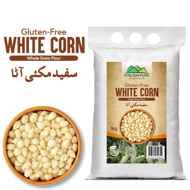 White Corn Flour / سفید مکئی کا آٹا / Safaid Makkai Ka Atta / 1kg - ChiltanPure