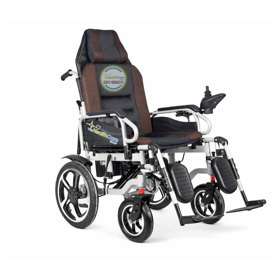 Heavy Duty Extra Wide Manual Reclining Electric Wheelchair 24V Lithium Battery 350W X2 Motors 180Kg Load - The Healthcare Shop Pakistan