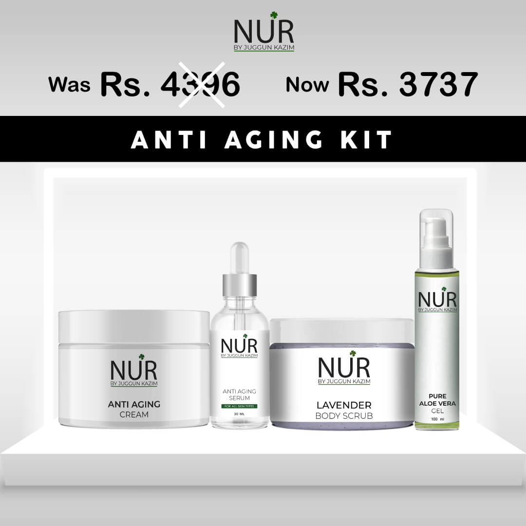 Anti Aging Kit – Anti Aging Cream, Anti Aging Serum, Lavender Body Scrub & Pure Aloe Vera Gel - Mamasjan