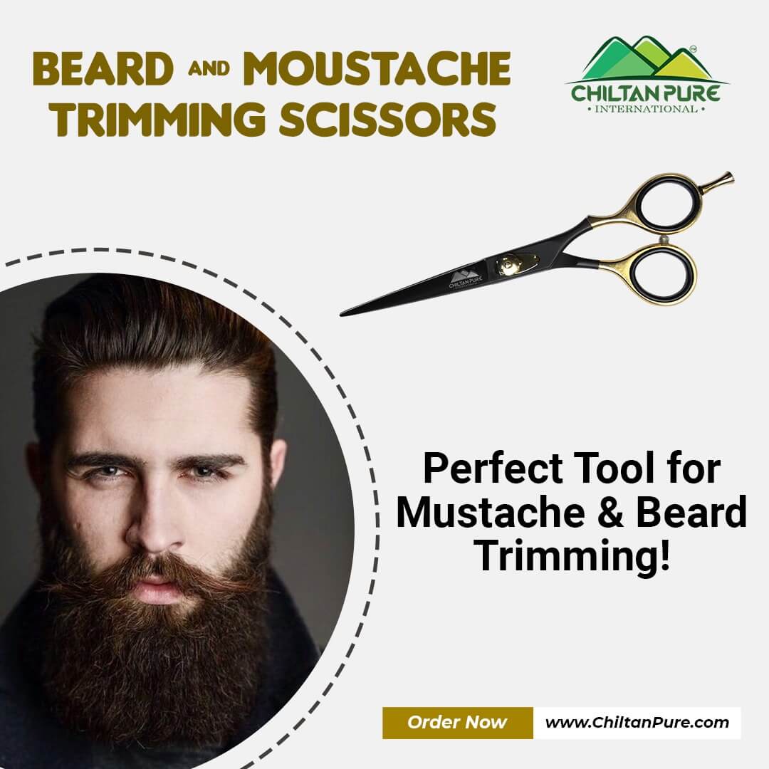 Beard & Moustache Trimming Scissors – For Grooming, Cutting & Styling of Moustache & Beard - Mamasjan