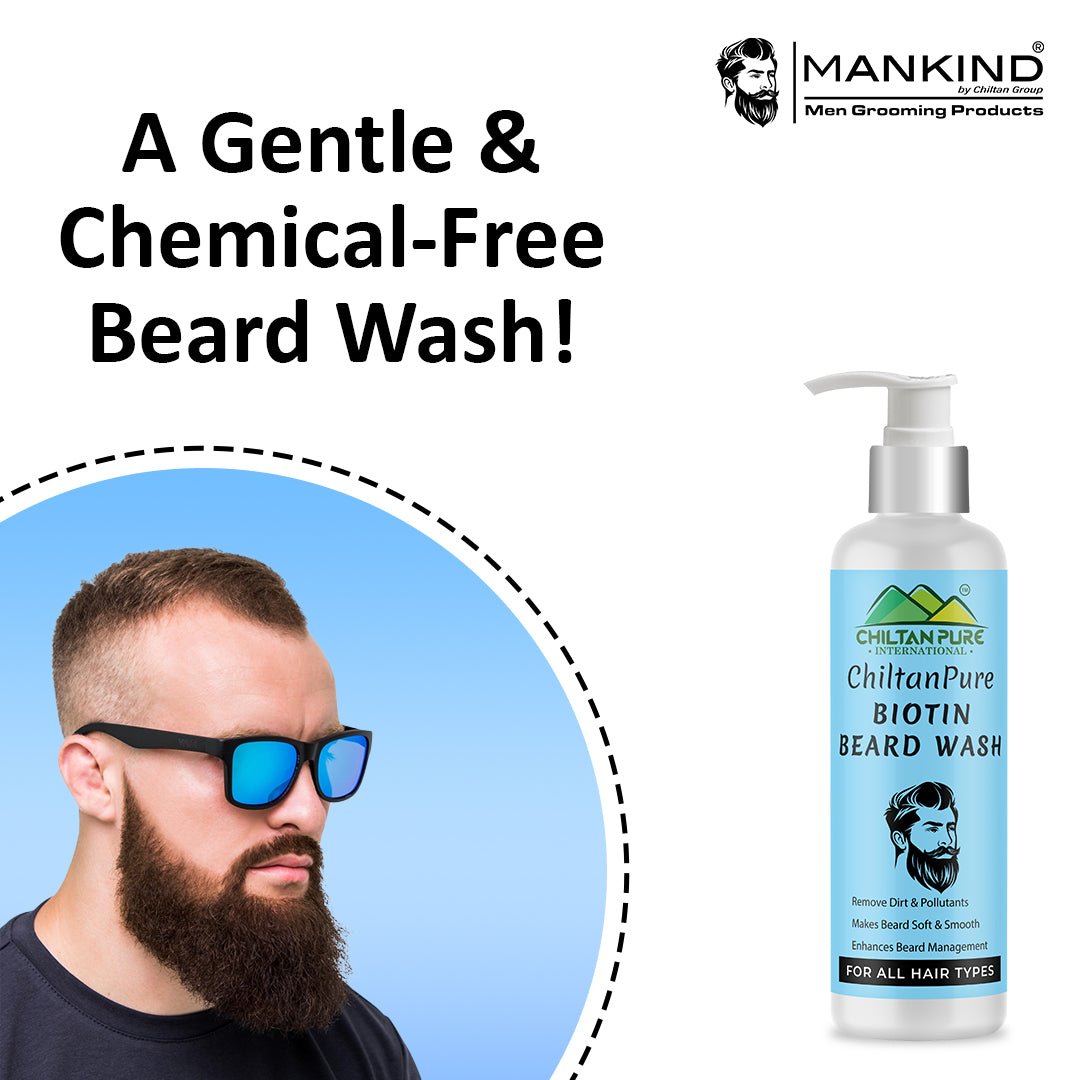 Biotin Beard Wash – Remove Dirt, Oil & Pollutants, Makes Beard Soft & Smooth, Fights Frizz, Flakes & Itchiness 150ml - Mamasjan