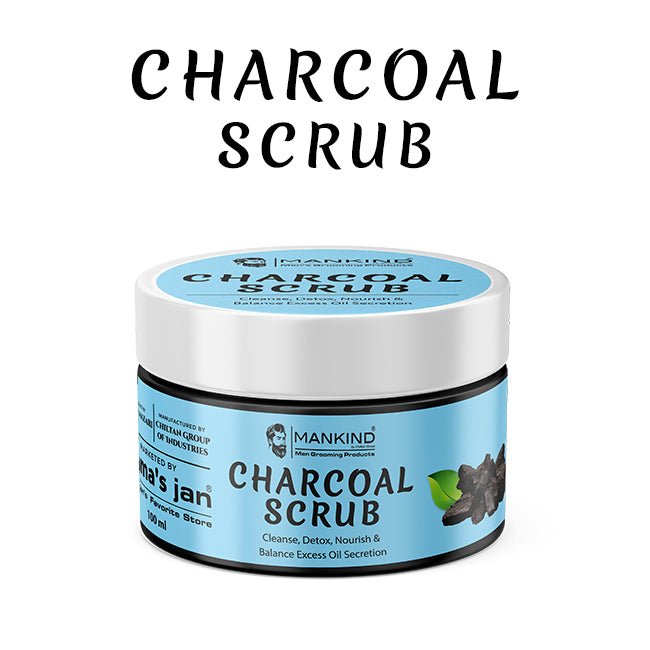 Charcoal Face & Body Scrub – Exfoliates Dead Flaky Skin, Removes Blackhead, Acne & Acne Scars, Minimizes Pores - Mamasjan