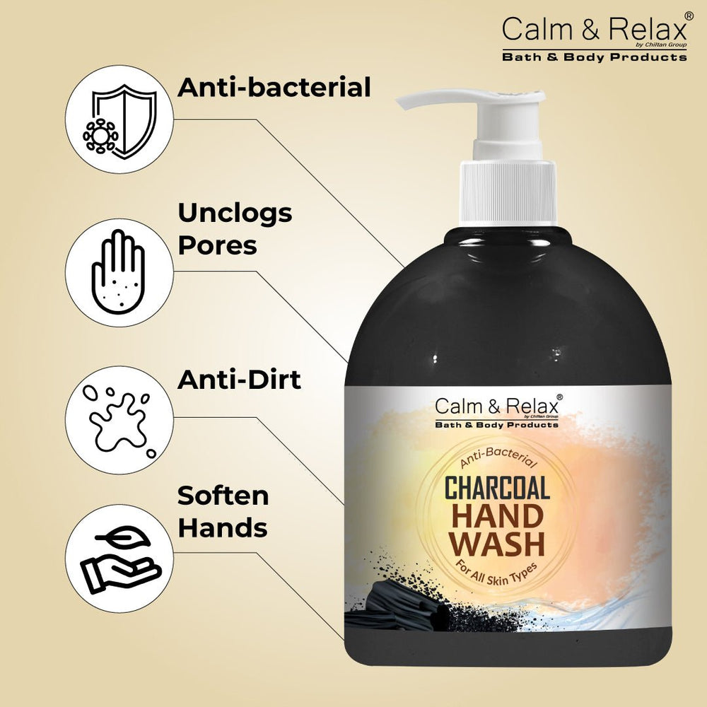 Charcoal Hand Wash - Antibacterial & Anti-Dirt Formula, Removes Impurities - Mamasjan
