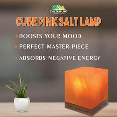 Cube Pink Salt Lamp [Large] – a necessity for the rest, Calming amber, boosts mood, creates relaxing environment -100% natural salt - Mamasjan