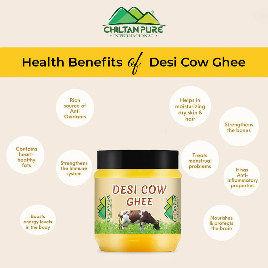 Desi Cow Ghee – Make your food delicious, boosts kids mental growth, helps in bone development, good for eye sight – rich source of vitamins, antioxidants & improve digestion – 100% pure organic - Mamasjan