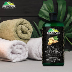 Ginger Jojoba Warming Massage Oil – Best for Maintaining Flexible Joints, Relieving Fatigue & Pain in Body [ادرک-عناب] 250ml - ChiltanPure