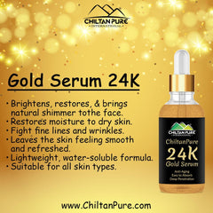 Gold Serum 24K – Formulated with Real 24 K Gold, Increase Skin Elasticity, Brighten and Hydrates the Skin 30ml - Mamasjan