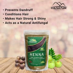Henna Hair and Beard Dye (Amla, Retha, Shikakai) – Boosts Hair Growth, Prevents Dandruff, Makes Hair Strong & Shiny 200gm - Mamasjan