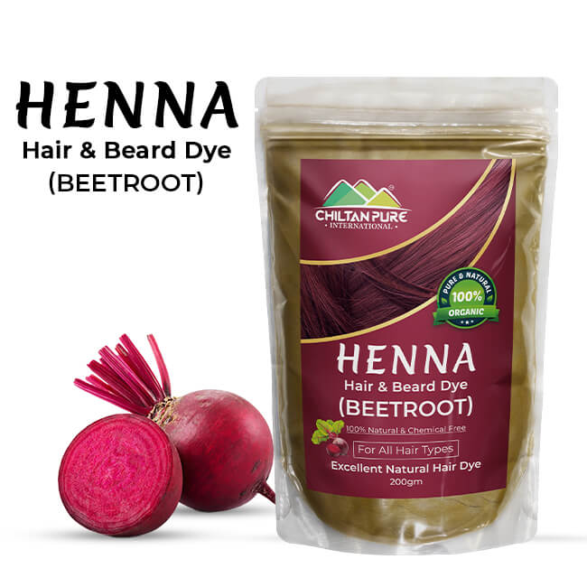 Henna Hair and Beard Dye (Beetroot) – Relieves Itchy Scalp , Prevents Hair Loss & Nourishes Hair Follicles - Mamasjan