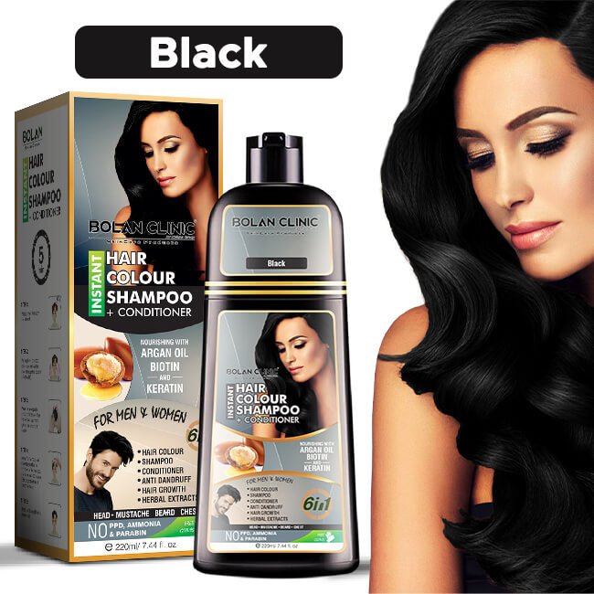 Instant Hair Color Shampoo + Conditioner (Black) – A Blend of Herbal Extracts- For Men & Women - Mamasjan
