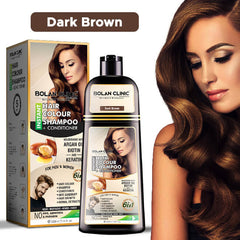 Instant Hair Color Shampoo + Conditioner (Dark Brown) – A Blend of Herbal Extracts – For Men & Women - Mamasjan