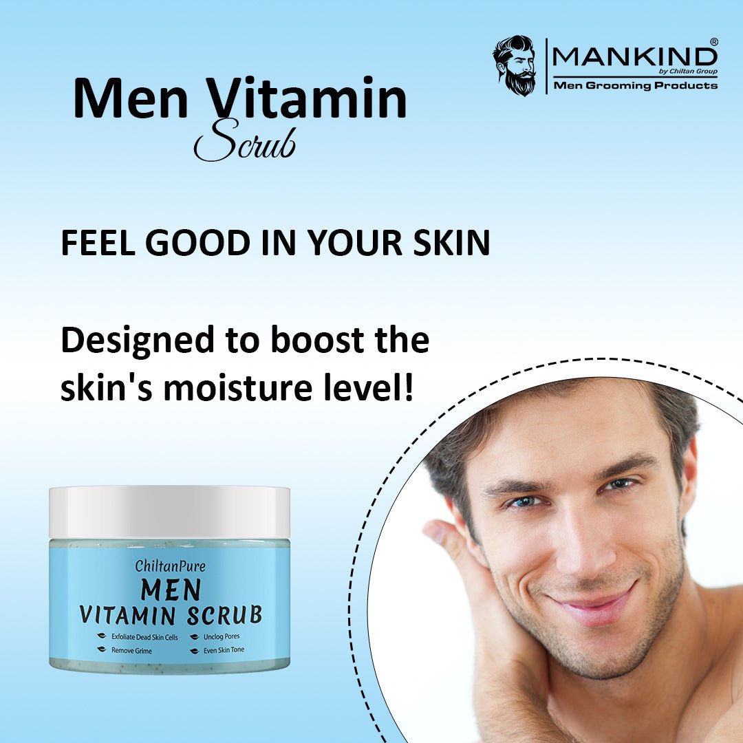 Men Vitamin Scrub – Exfoliates Dead Skin Cells, Remove Grime, Unclog Pores & Promotes Better Shave 100ml - Mamasjan