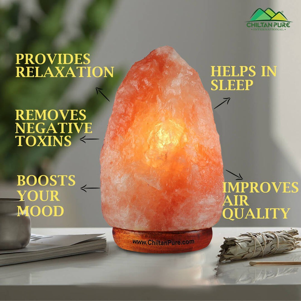 Natural Pink Salt Lamp [Large] – Set up a luxurious interior, emits calming amber, light up room, boosts mood & improves sleep – 100% natural salt - Mamasjan