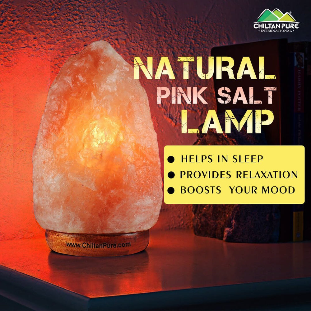 Natural Pink Salt Lamp [Large] – Set up a luxurious interior, emits calming amber, light up room, boosts mood & improves sleep – 100% natural salt - Mamasjan