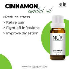 Nur-Cinnamon Essential Oil – Reduces stress, Perfect solution for acne free skin, Strong scent & Perfect for aromatherapy - Mamasjan