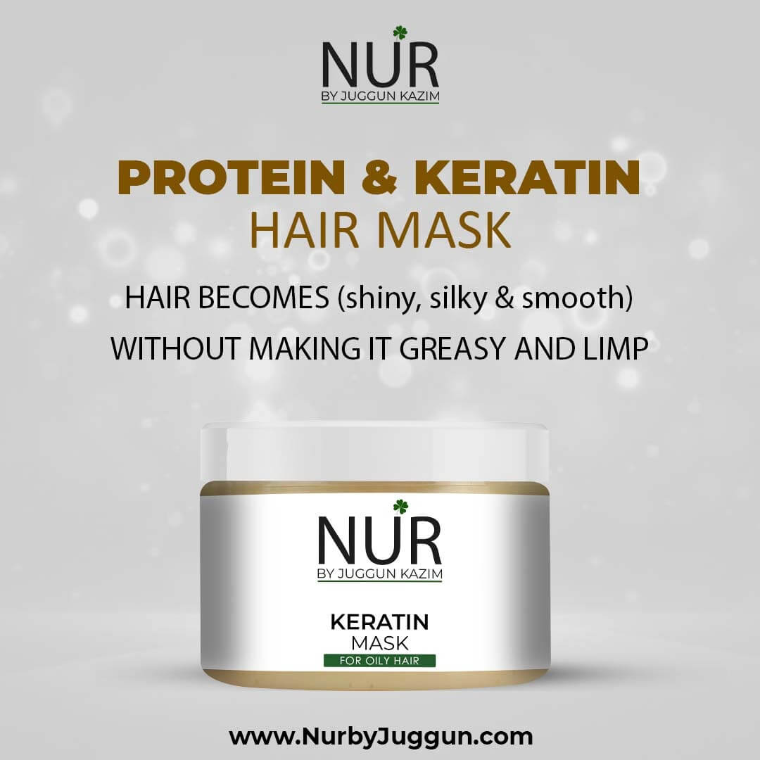Nur Keratin Hair Mask for Oily Hair – Repair Treatment for Damaged Hair, Rehydrates dry, frizzy & Chemically treated hair - Mamasjan