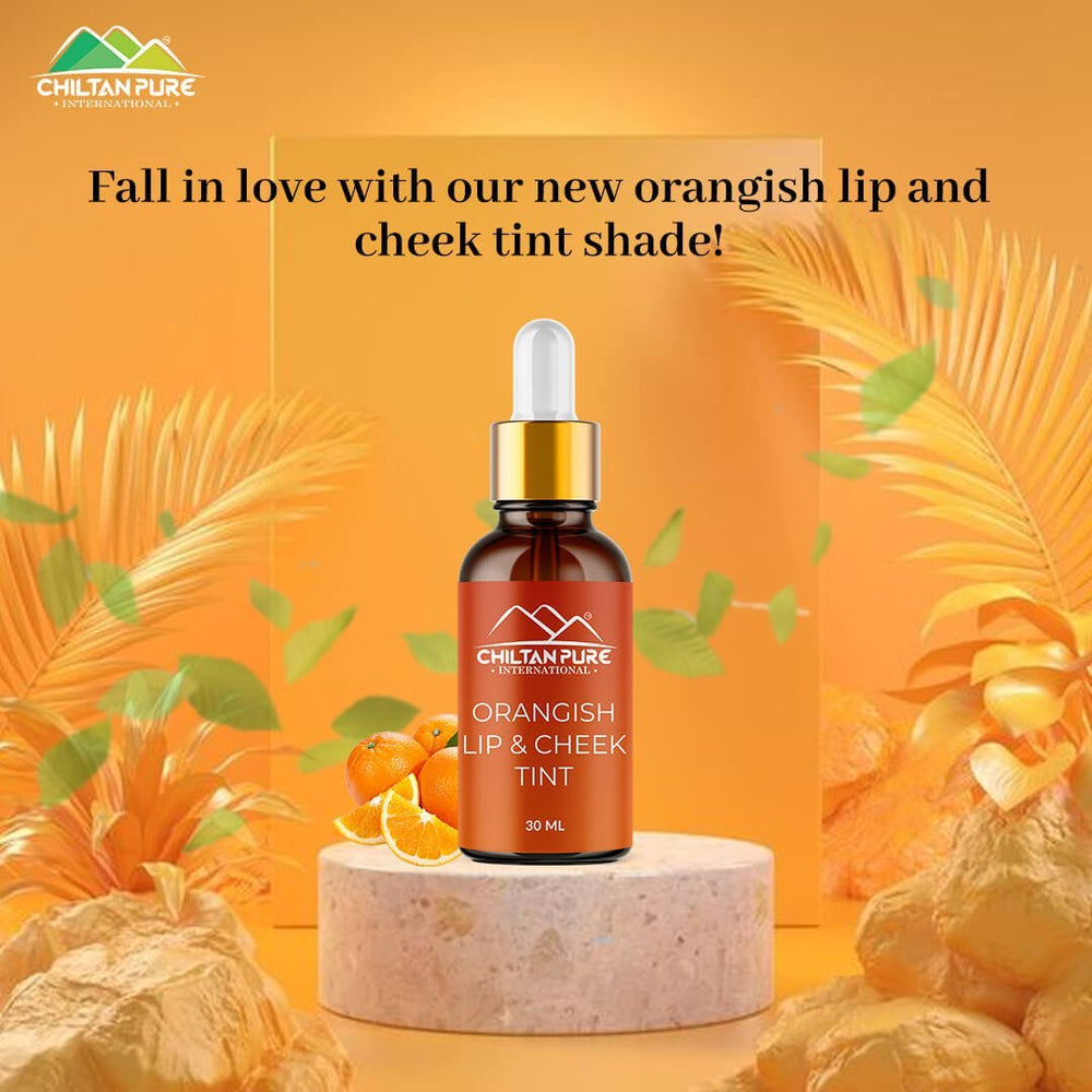 Orangish Lip &amp; Cheek Tint - Pure Organic Liquid stain for lips, cheeks &amp; eyelids - 100% Organic Lip Stain - Mamasjan