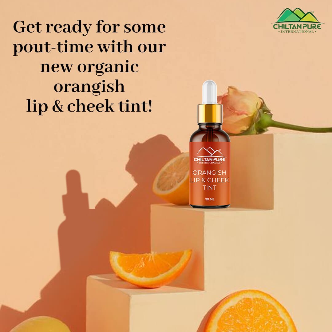 Orangish Lip &amp; Cheek Tint - Pure Organic Liquid stain for lips, cheeks &amp; eyelids - 100% Organic Lip Stain - Mamasjan