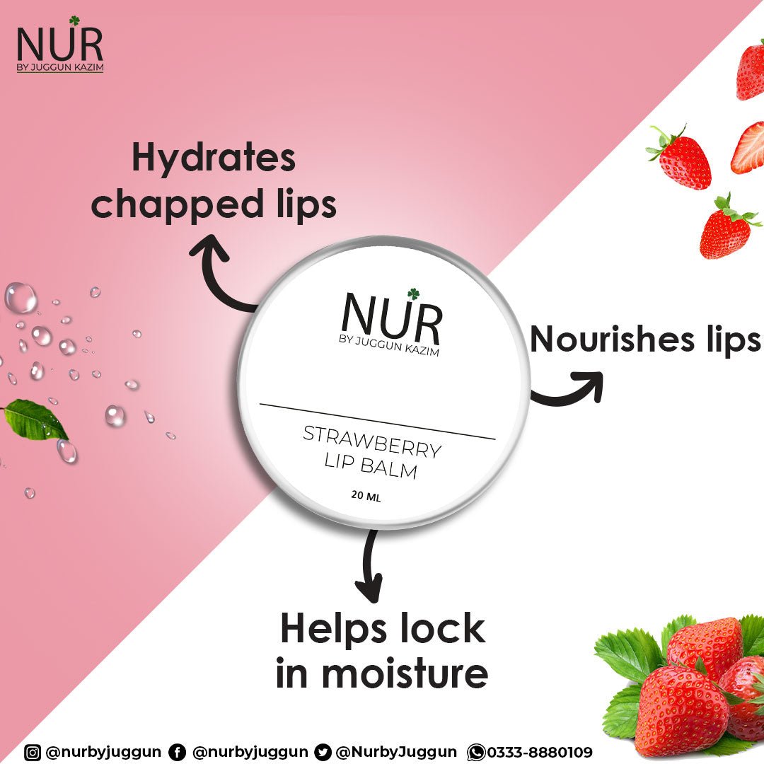 Strawberry Lip Balm – natural solution for your dry lips, gives natural pink look, moisturize lips – 100% Pure - Mamasjan